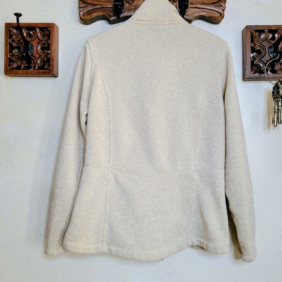 Lands End Womens Sweater Fleece Line Jacket Tan Heather Full Zip Pockets✨️L Tall - Picture 2 of 13
